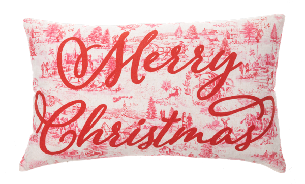 Christmas Toile Lumbar Pillow