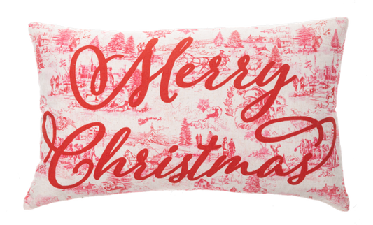 Christmas Toile Lumbar Pillow