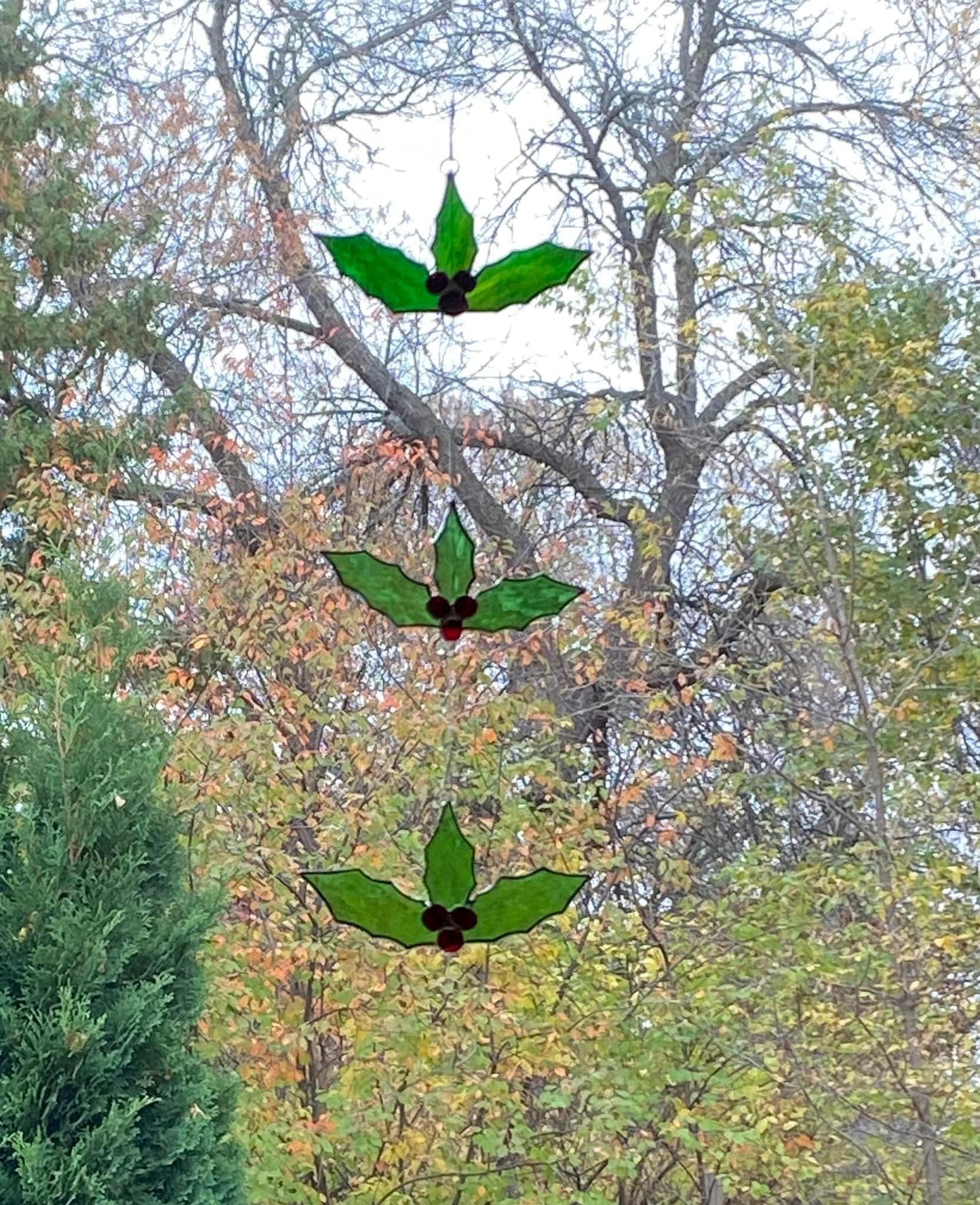 Stained Glass Christmas Holly