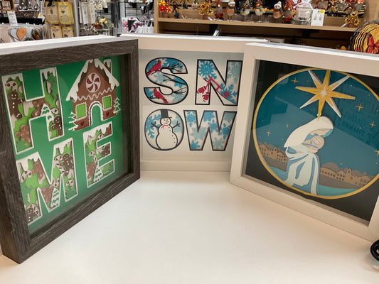 Holiday Themed Shadow Boxes 8x8”
