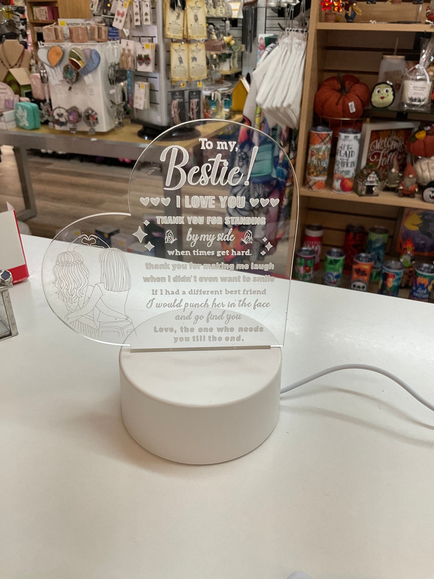 Acrylic Etched Lighted Hearts