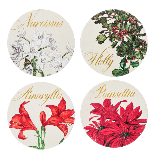 Christmas Floral Coaster Set