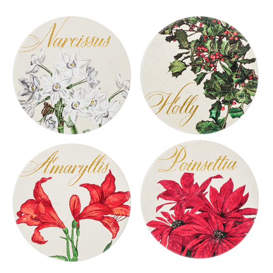 Christmas Floral Coaster Set