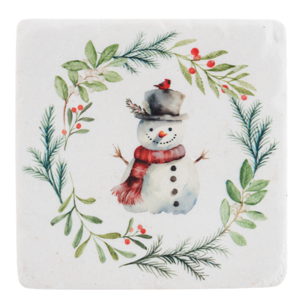 Snowman with Wreath Coaster