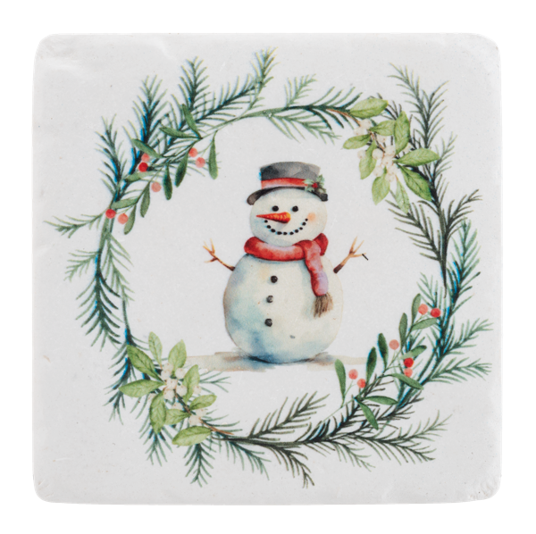 Snowman with Wreath Coaster