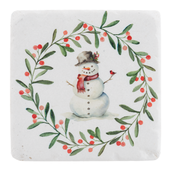 Snowman with Wreath Coaster