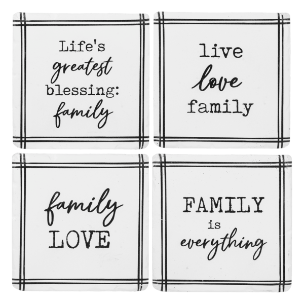 Family Text Coaster Set
