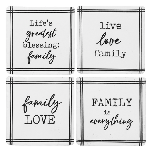 Family Text Coaster Set