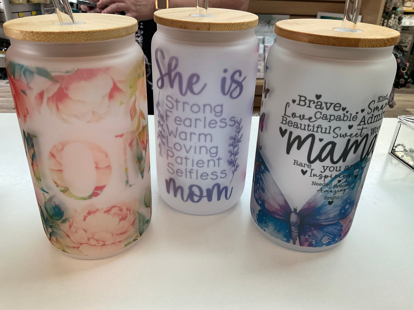Frosted Glass Mom Tumblers