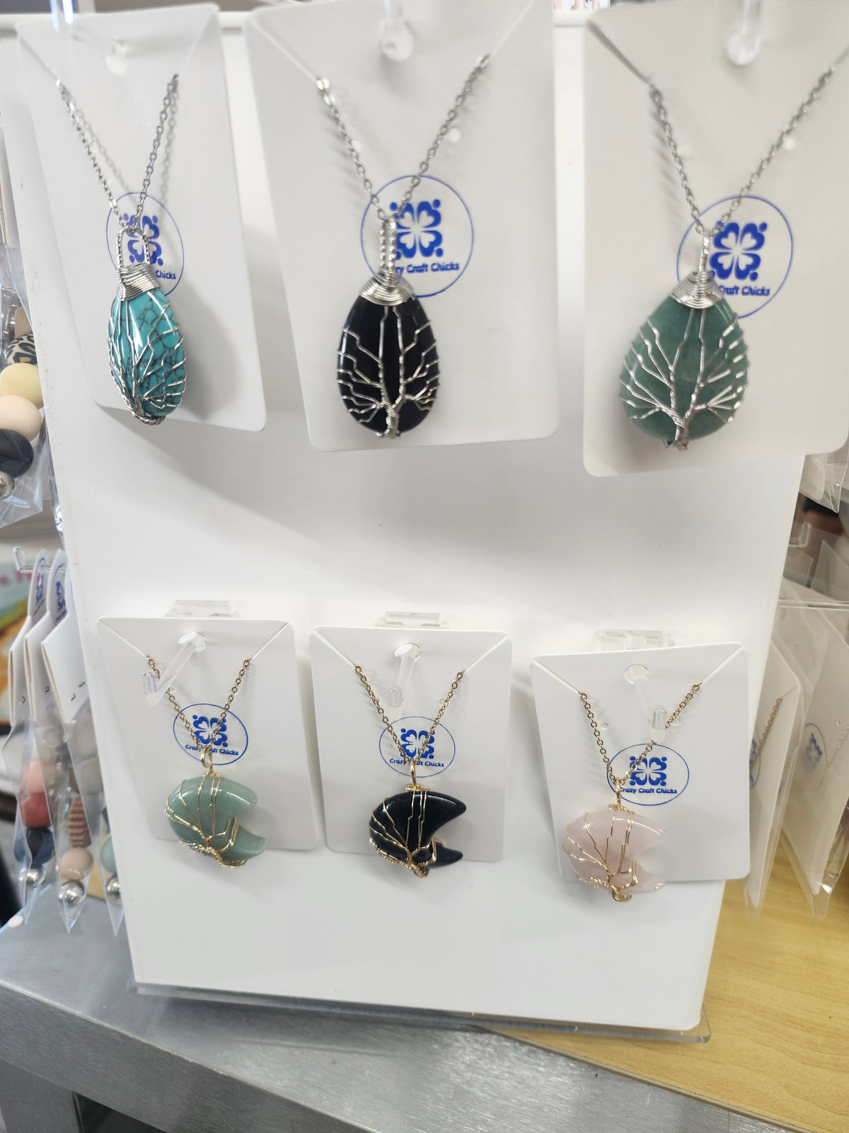 Teardrop or Moon Stone Necklace