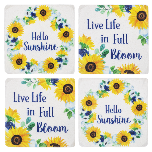 Sunflower with Text Coaster Set