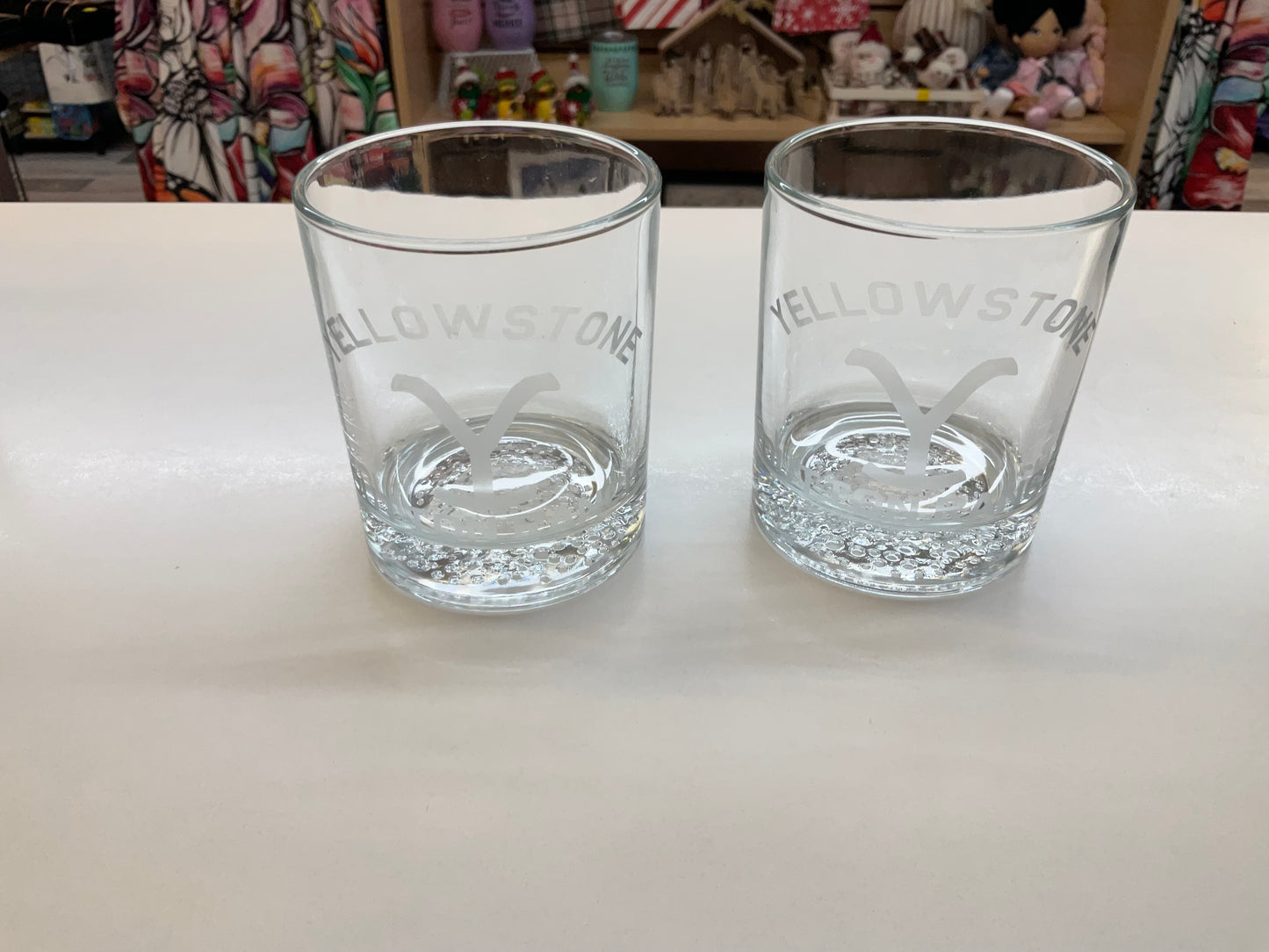 Yellowstone etched glass