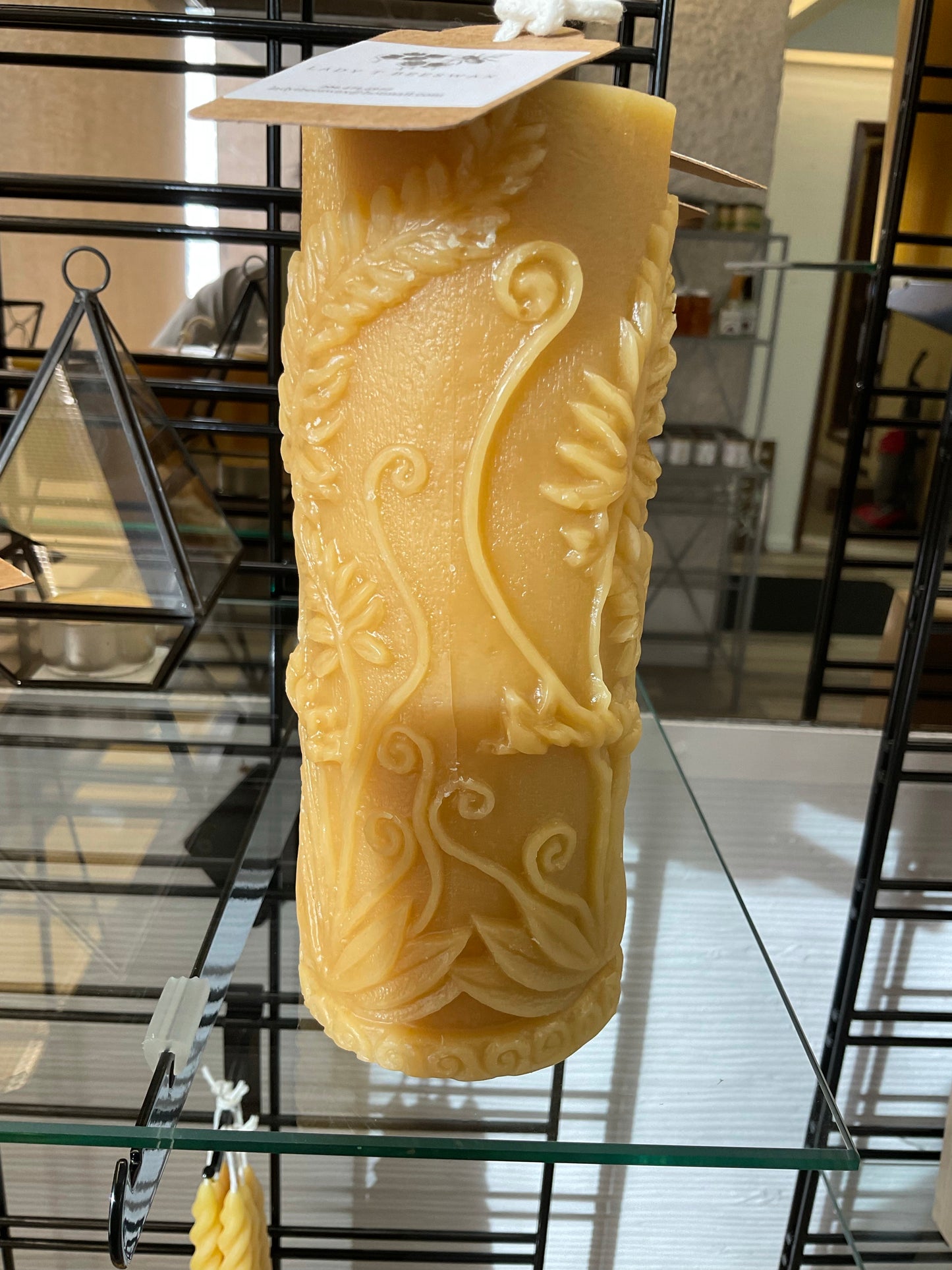 Rustic Fern Pillar Candle