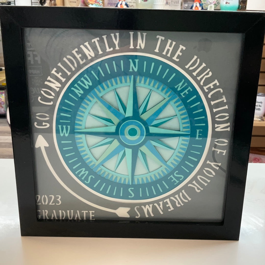 Graduation 2023 Compass Shadow Box