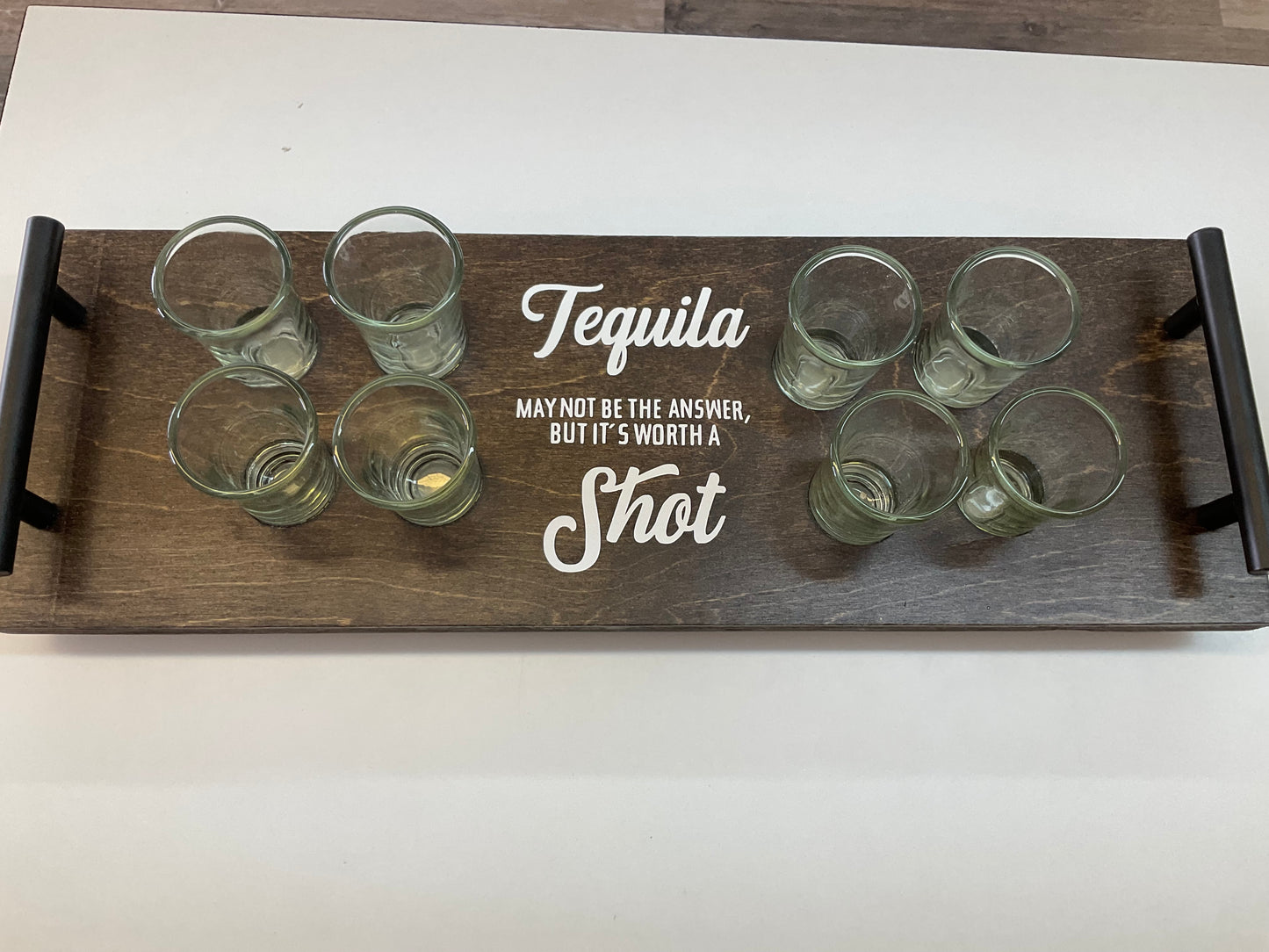 Tequila Tray with Shot Glasses