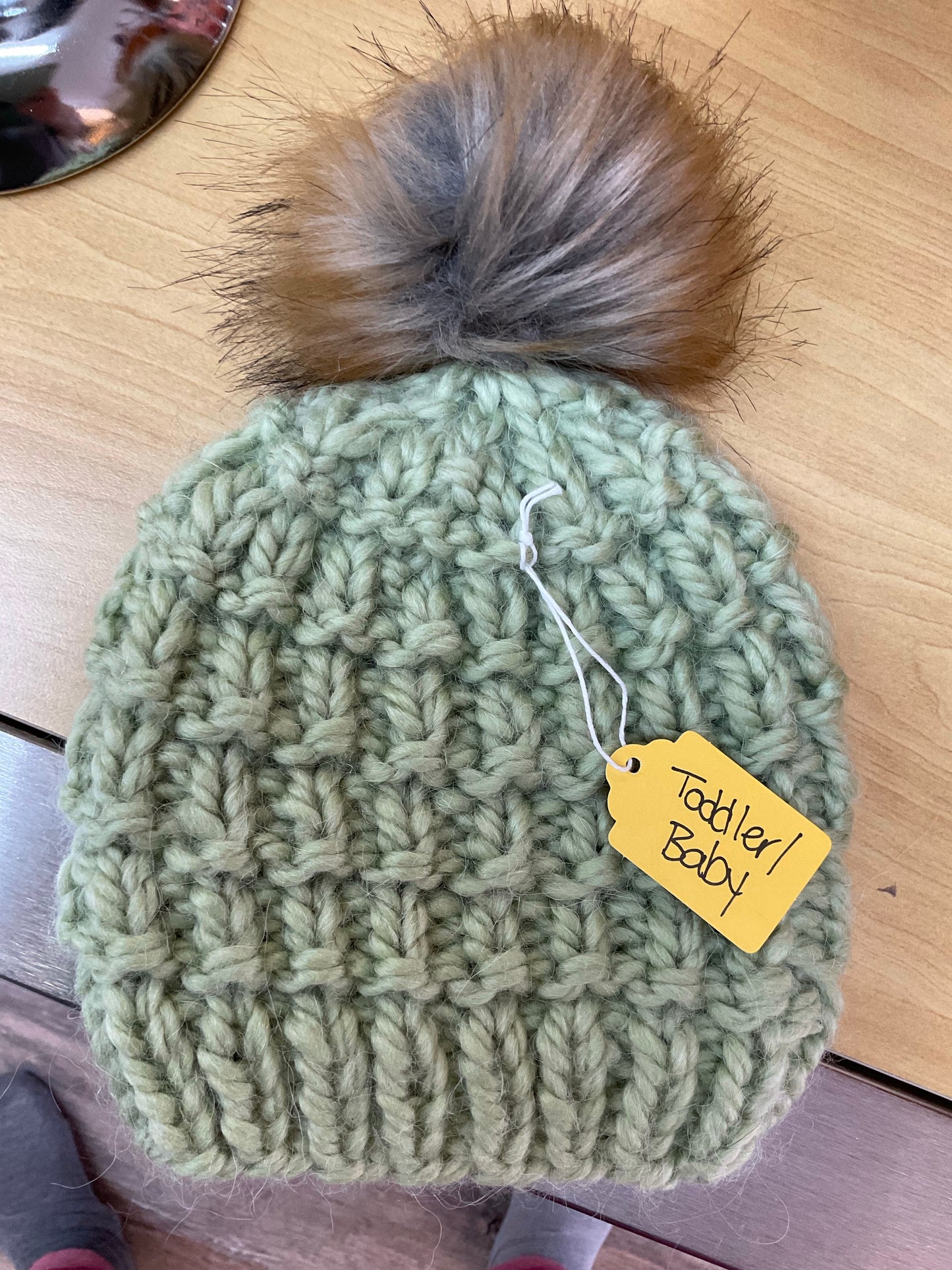 Knitted toques w/Pom Pom Baby