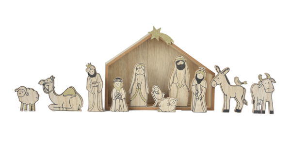 Wood Grain Nativity Set (12 pc. set)
