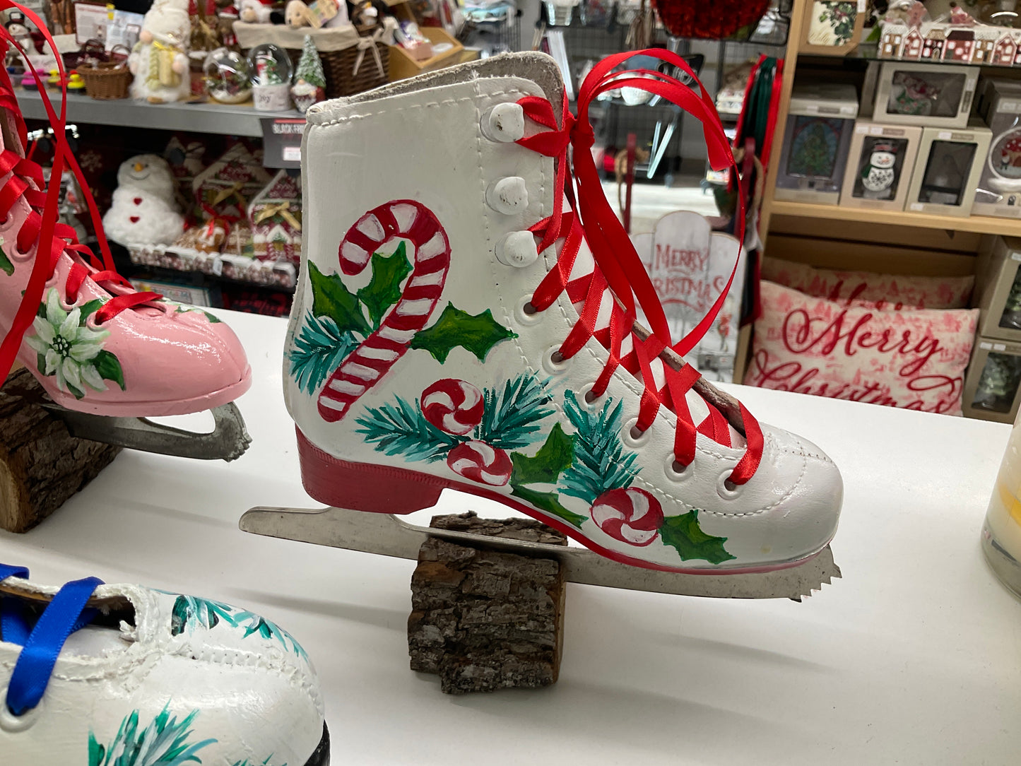 Hand Painted Christmas Skates