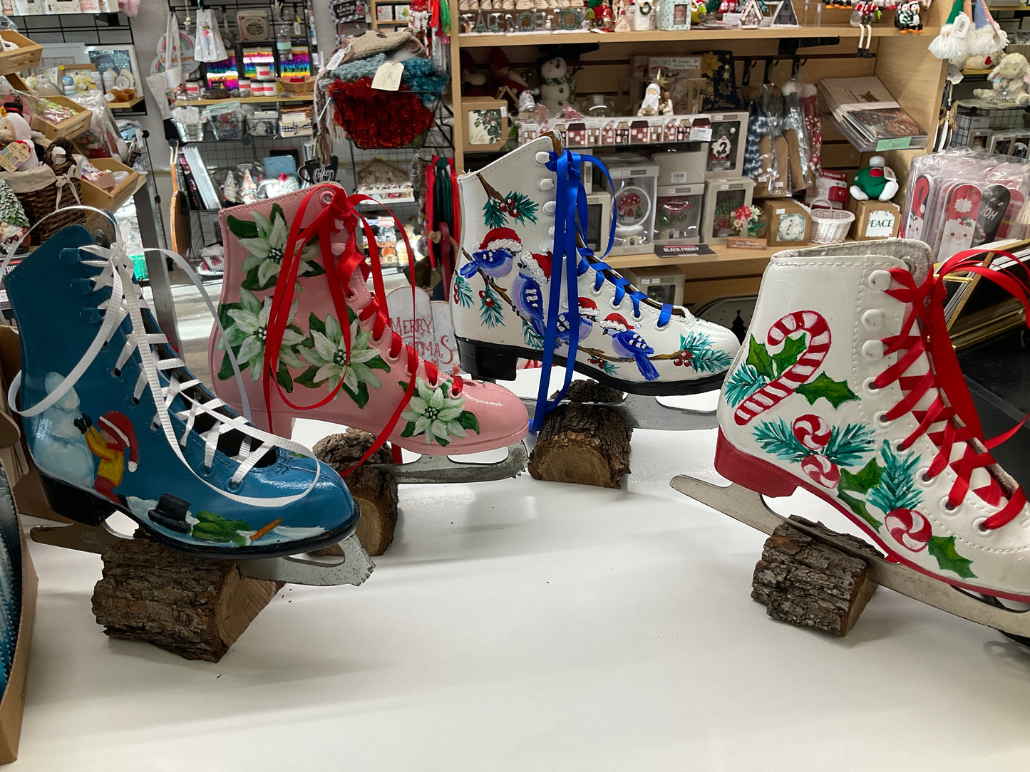 Hand Painted Christmas Skates