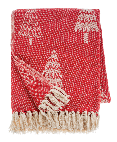 Woven Red Tree Throw