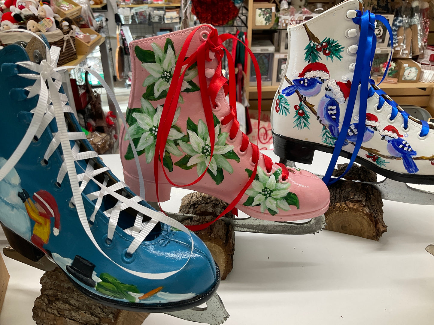 Hand Painted Christmas Skates