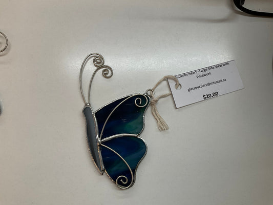 Butterfly Heart - Large Sideview with Wirework