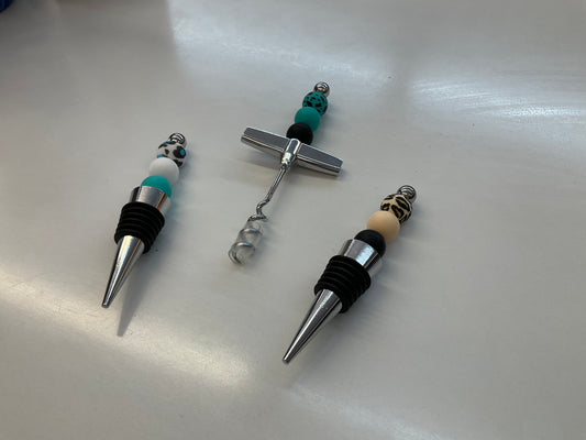 Beaded Wine Stoppers/CorkScrew