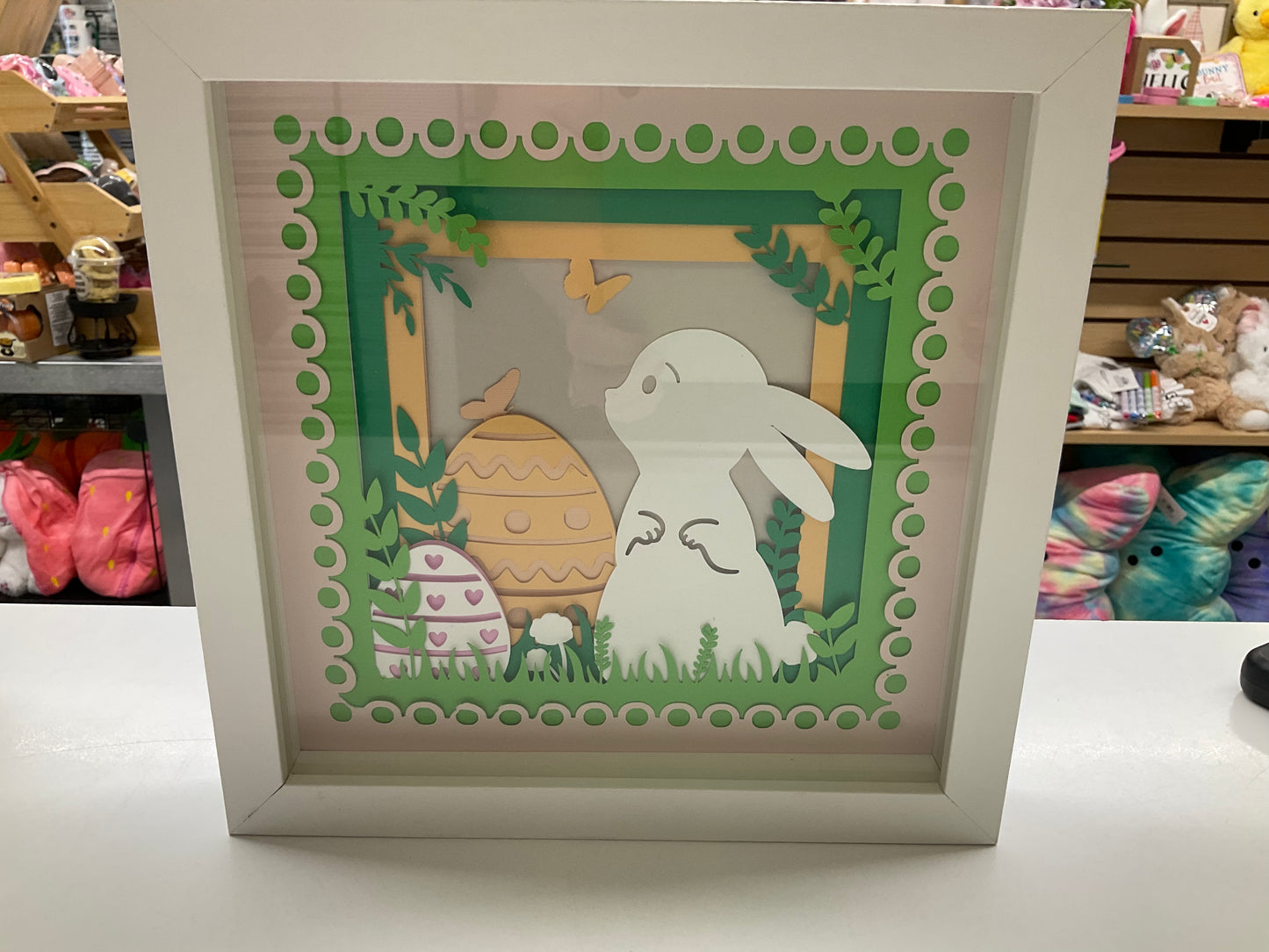 Bunny with Eggs Shadow Box