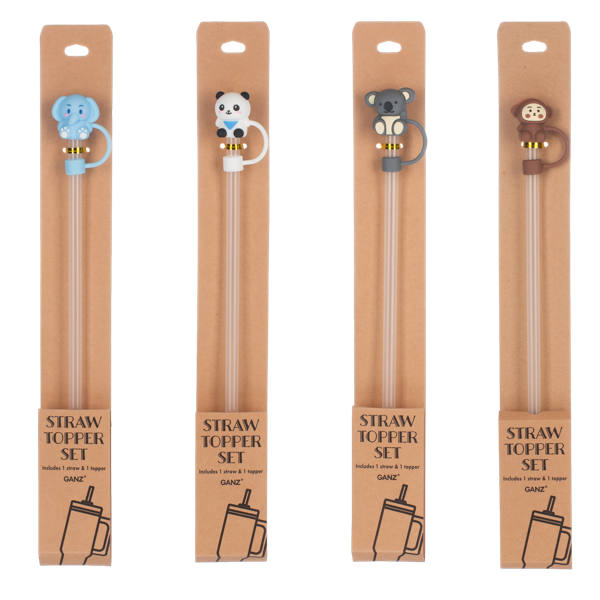 Zoo Animals Straw Toppers Set