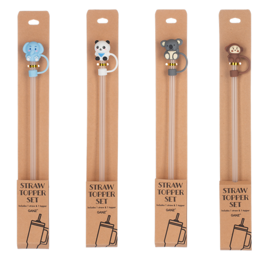 Zoo Animals Straw Toppers Set