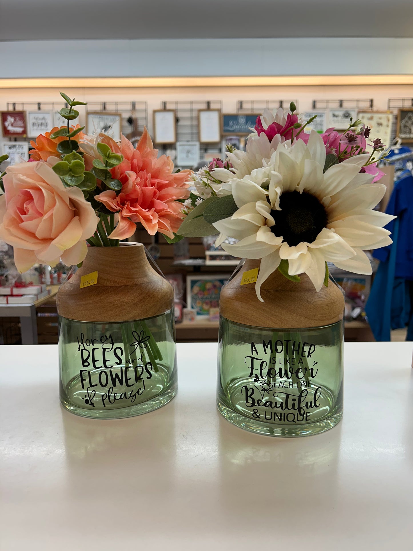 Flower Vases with Wood Lid