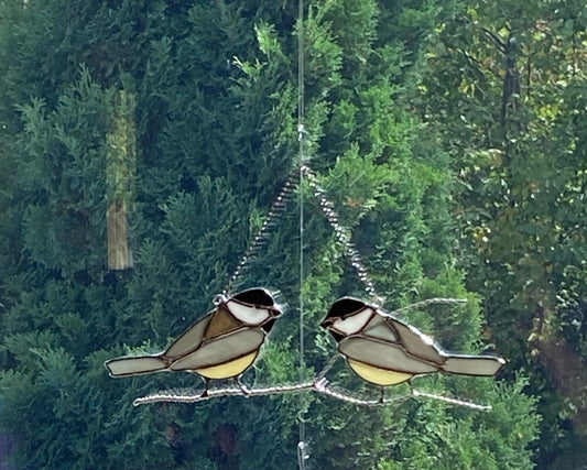 Two Chickadees on a Branch
