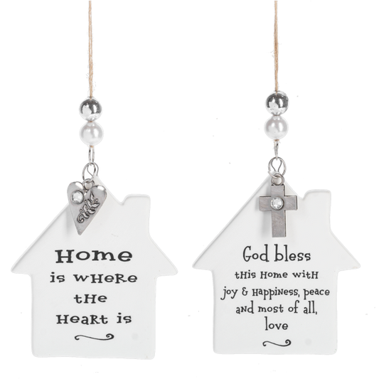 House Ornaments - God Bless This Home & Home Is Where The Heart Is