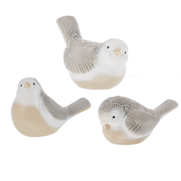 Ivory Bird with Embossed Pattern