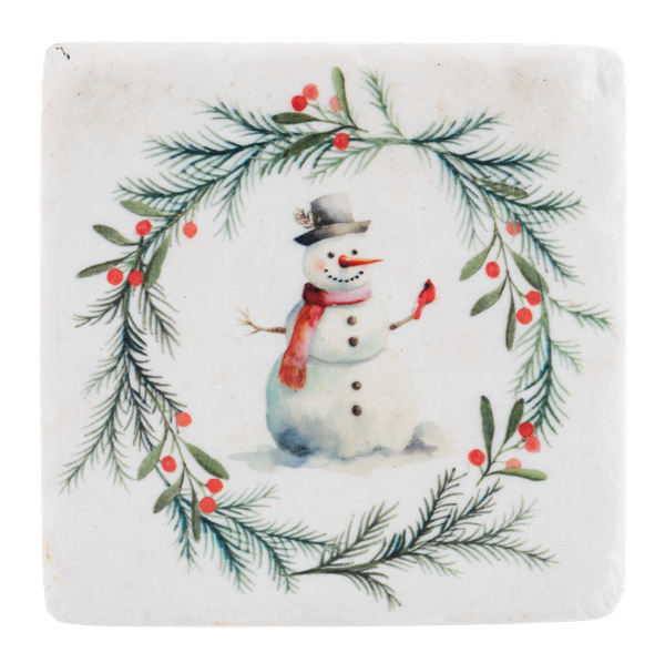 Snowman with Wreath Coaster