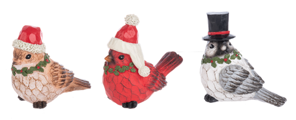 Nature's Noel Bird with Hat Figurines