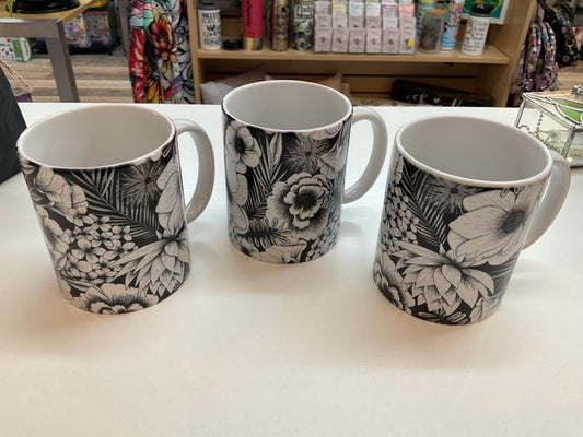 Floral Black Mug
