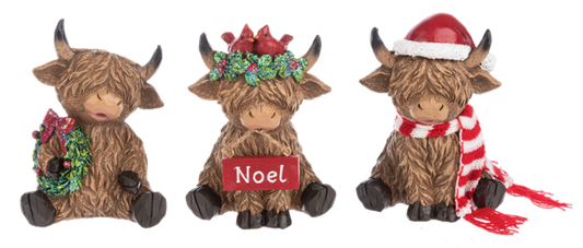 Holiday Highland Cow Figures