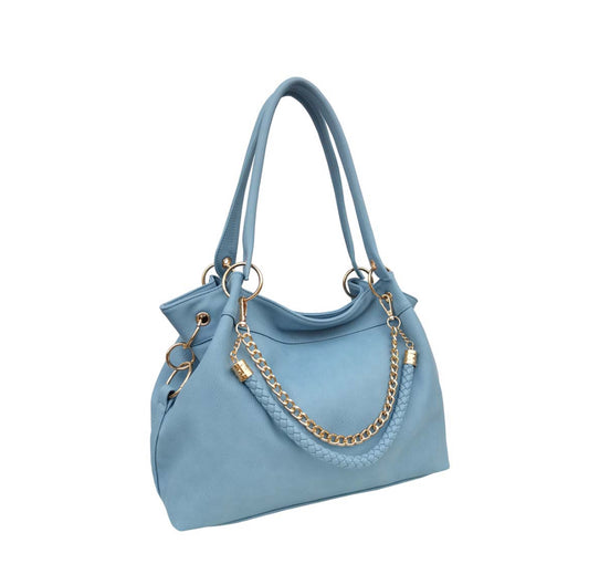Elegant Shoulder Bag w/ Chain Atlantic Blue