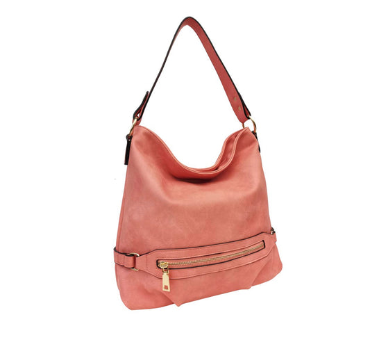 Shoulder Tote with Gold Accents Salmon