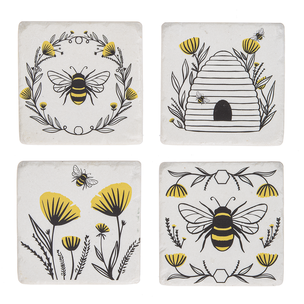 Bee & Floral Coaster Set