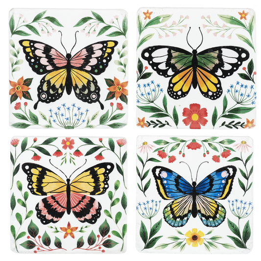 Butterfly & Flower Coaster Set