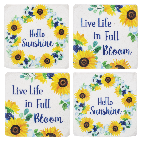 Sunflower with Text Coaster Set