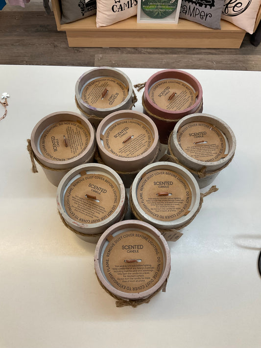 Natural Soy Wax Candles in Cement Pot