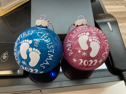 Baby’s First Christmas Small Ball Glitter Ornaments