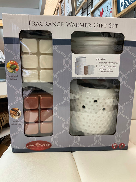 White Hobnail Warmer Gift Set