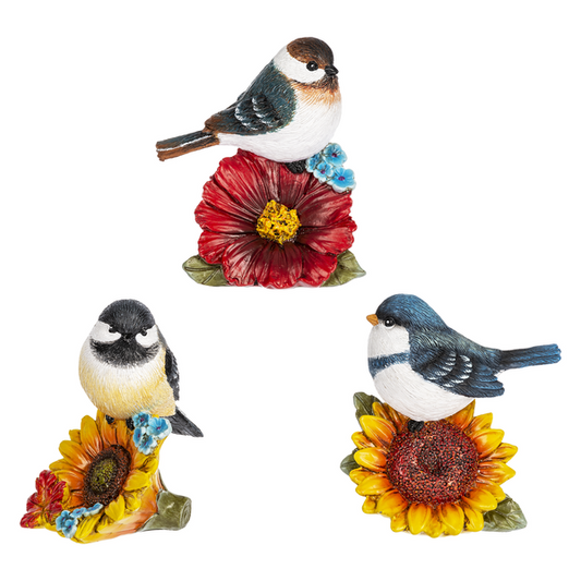 Birds on Fall Flowers