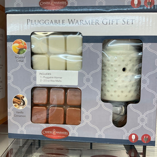 White Hobnail Plugger Warmer Gift Set