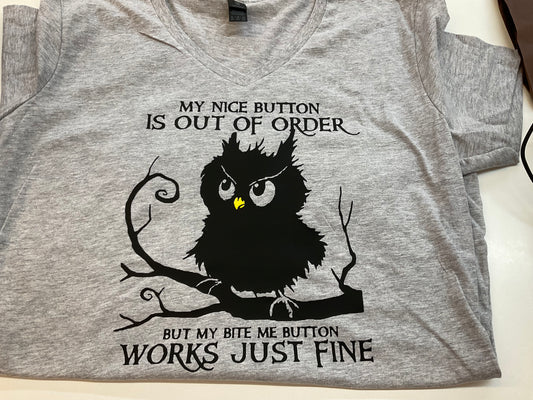 Nice Button Owl T-Shirt