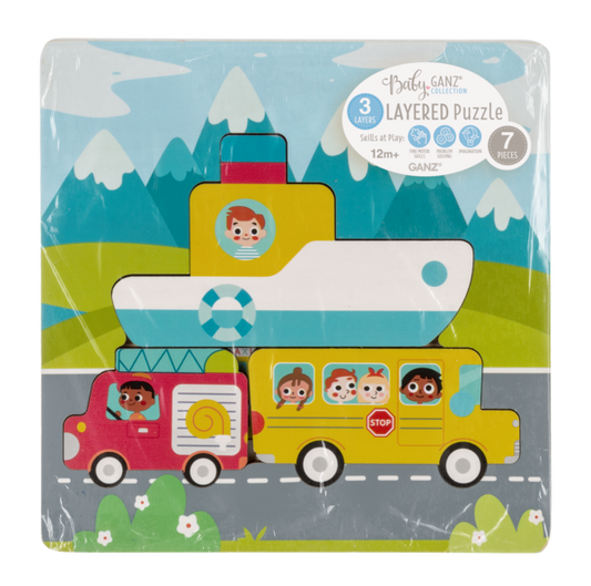 Wooden Transportation Layered Puzzle